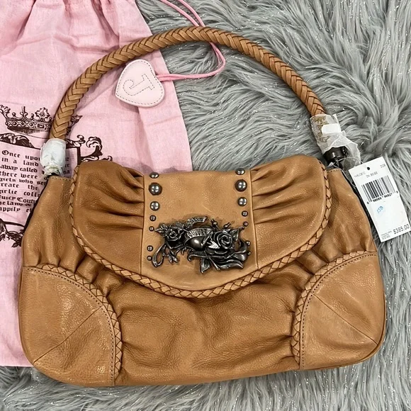 New Vintage Juicy Couture Beige Leather Satchel Bag NWT - Picture 2 of 13